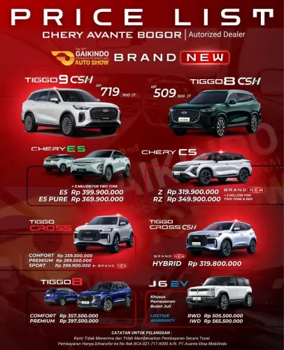 Pricelist Harga Chery kedaungkaliangke 2025